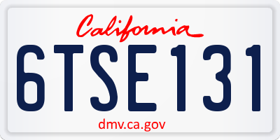 CA license plate 6TSE131