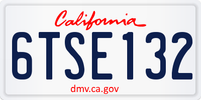 CA license plate 6TSE132