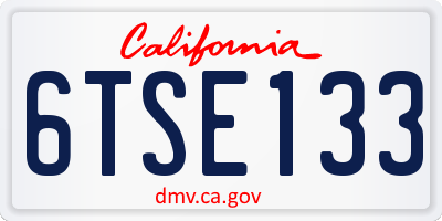 CA license plate 6TSE133