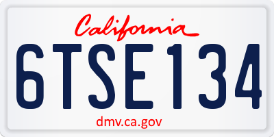 CA license plate 6TSE134