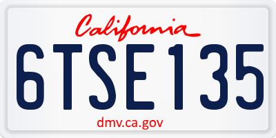 CA license plate 6TSE135