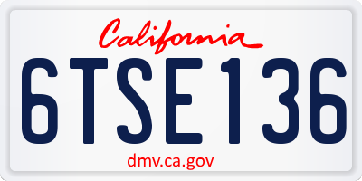 CA license plate 6TSE136