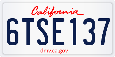 CA license plate 6TSE137