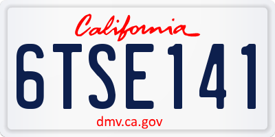 CA license plate 6TSE141