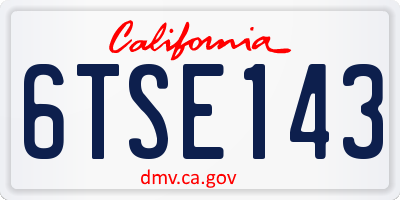CA license plate 6TSE143