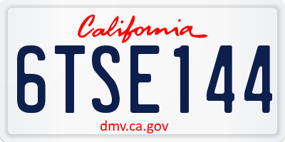 CA license plate 6TSE144