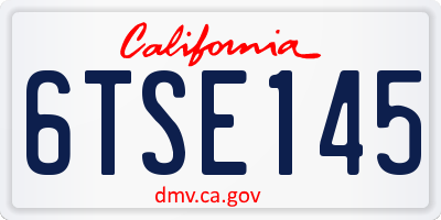 CA license plate 6TSE145