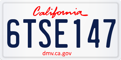 CA license plate 6TSE147