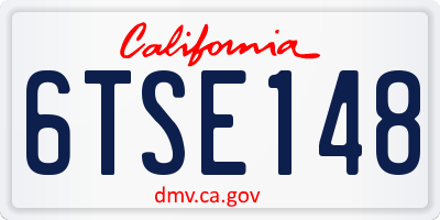 CA license plate 6TSE148