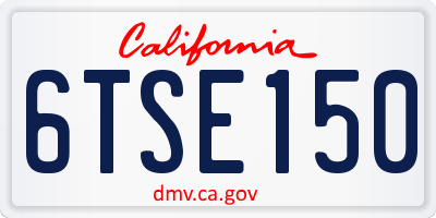 CA license plate 6TSE150