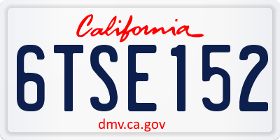 CA license plate 6TSE152