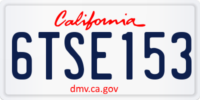 CA license plate 6TSE153