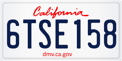 CA license plate 6TSE158