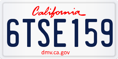 CA license plate 6TSE159