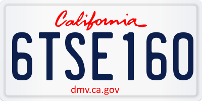 CA license plate 6TSE160