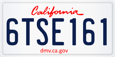 CA license plate 6TSE161