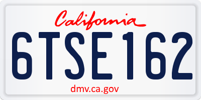 CA license plate 6TSE162