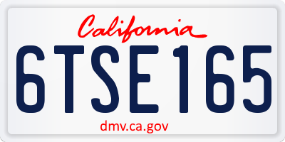 CA license plate 6TSE165
