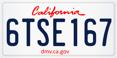 CA license plate 6TSE167