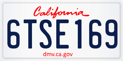 CA license plate 6TSE169