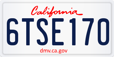 CA license plate 6TSE170