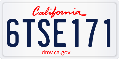 CA license plate 6TSE171