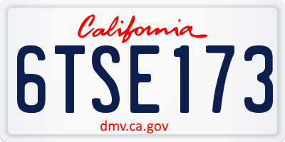 CA license plate 6TSE173