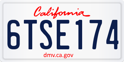 CA license plate 6TSE174