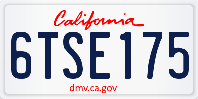 CA license plate 6TSE175