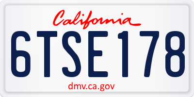 CA license plate 6TSE178