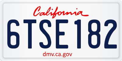 CA license plate 6TSE182
