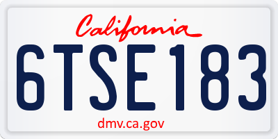 CA license plate 6TSE183
