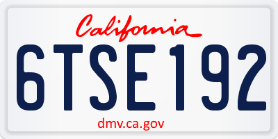 CA license plate 6TSE192