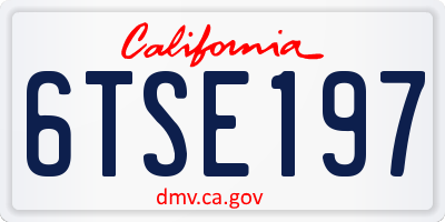 CA license plate 6TSE197