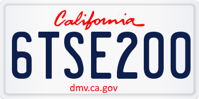 CA license plate 6TSE200