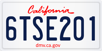 CA license plate 6TSE201