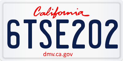 CA license plate 6TSE202