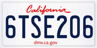 CA license plate 6TSE206