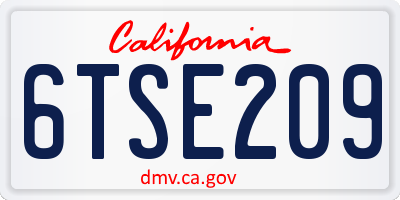 CA license plate 6TSE209
