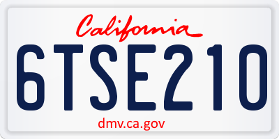 CA license plate 6TSE210