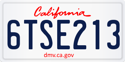 CA license plate 6TSE213