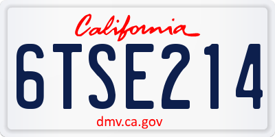 CA license plate 6TSE214