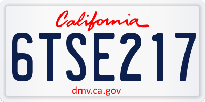 CA license plate 6TSE217