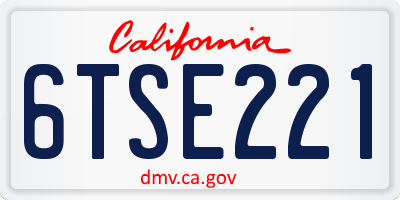 CA license plate 6TSE221