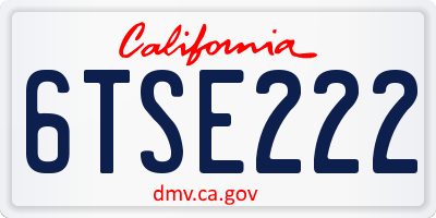 CA license plate 6TSE222