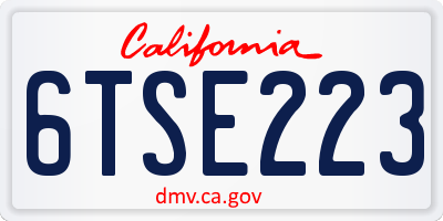 CA license plate 6TSE223