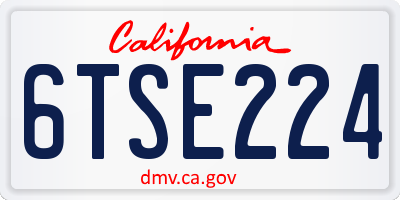 CA license plate 6TSE224