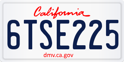 CA license plate 6TSE225