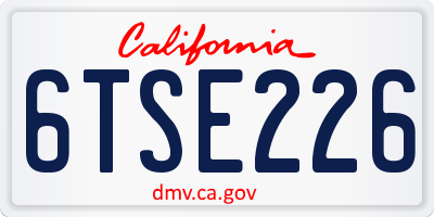 CA license plate 6TSE226