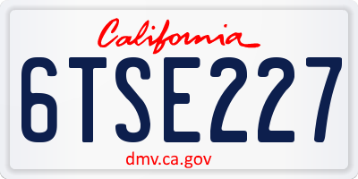 CA license plate 6TSE227